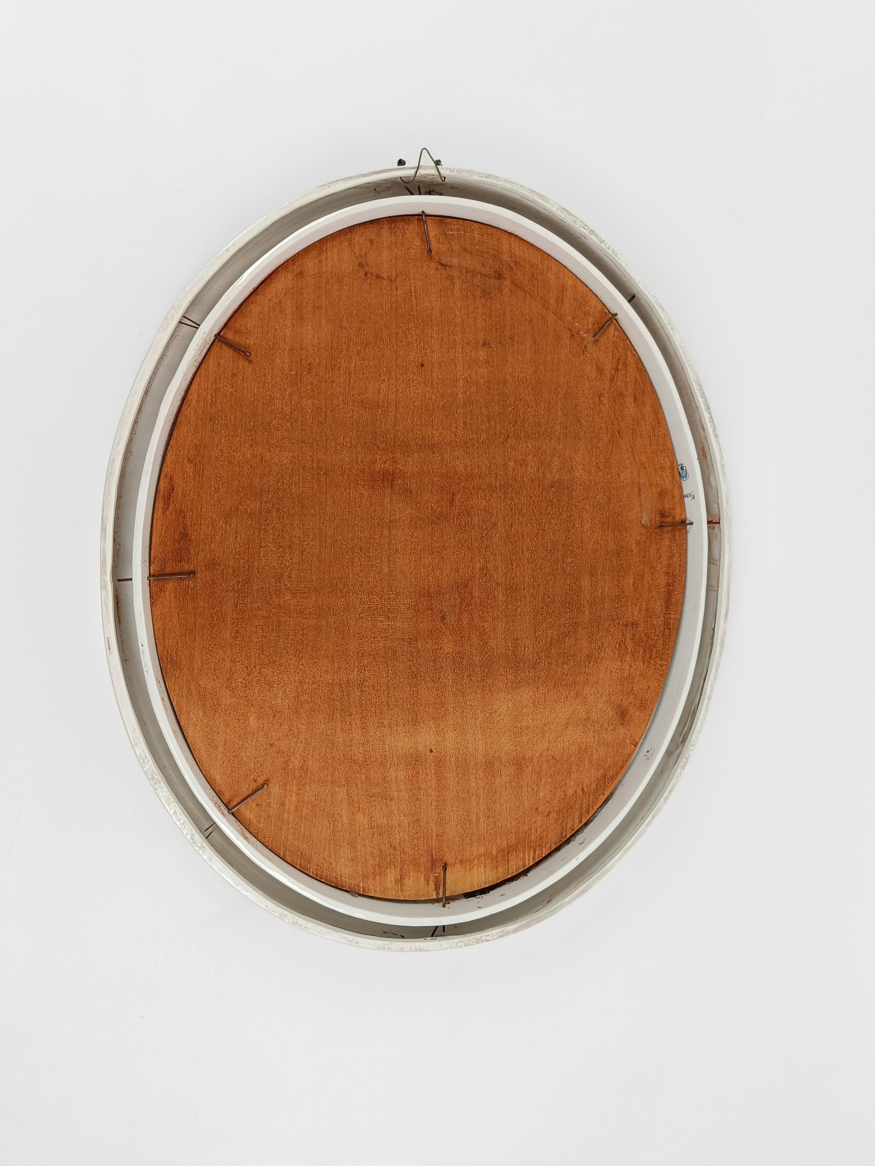 Oval Mirror with Regency Decoration in the style of P. Fornasetti, Italy 1950s 9
