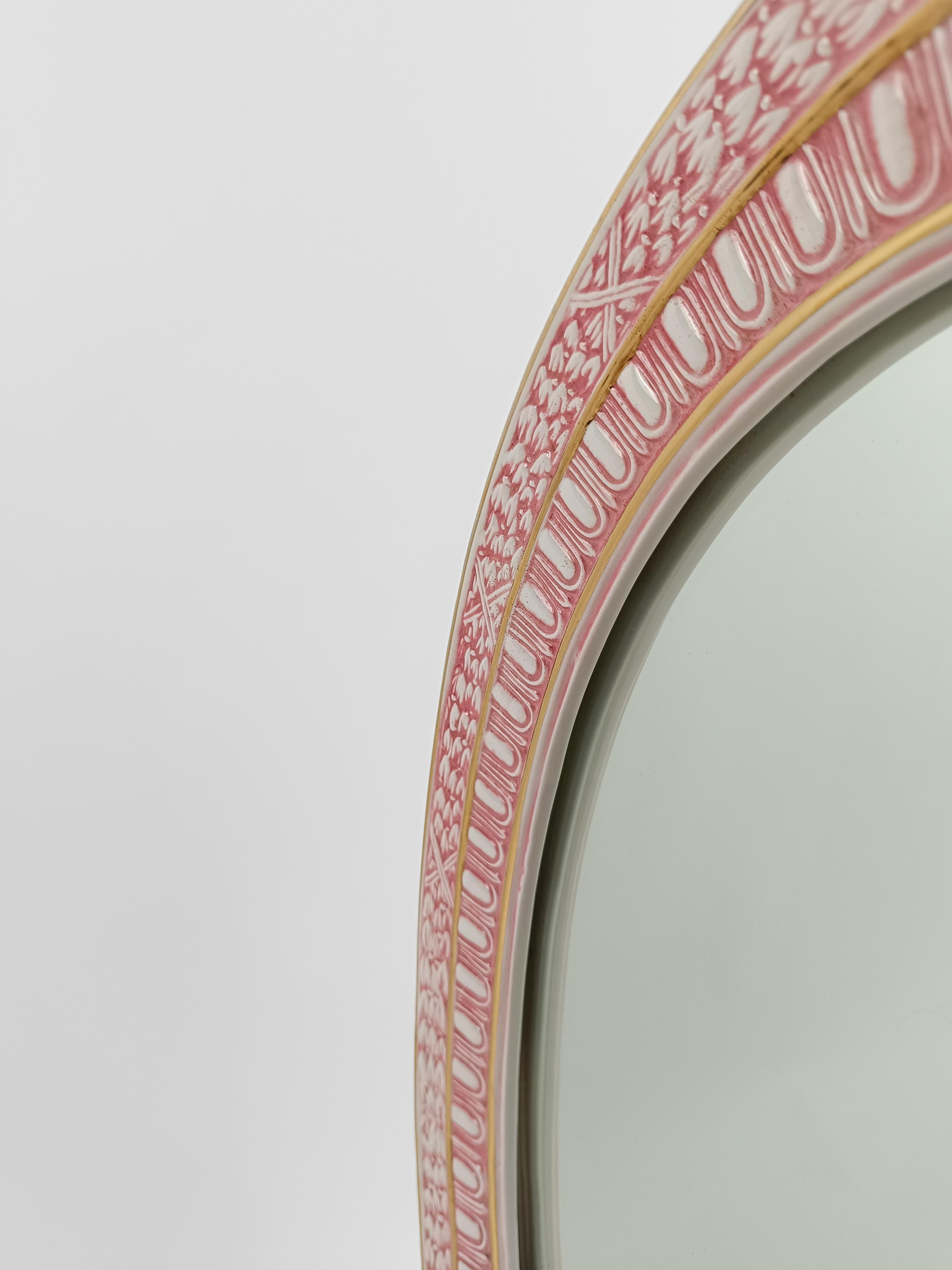 Oval Mirror with Regency Decoration in the style of P. Fornasetti, Italy 1950s 12