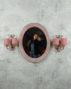 Espejo Ovalado con Decoración Regencia al estilo de P. Fornasetti, Italia Años 50