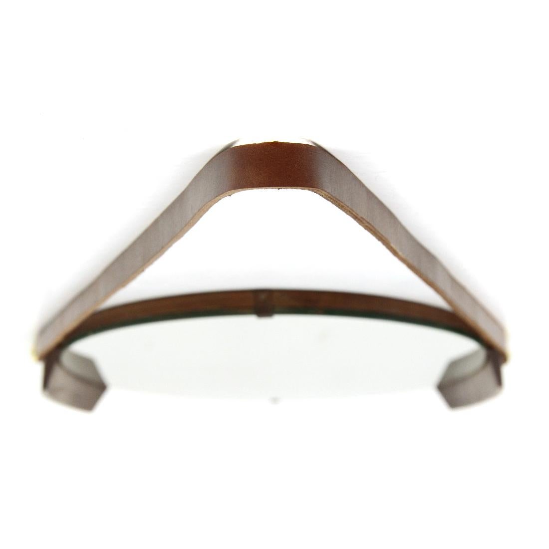 Mid-20th Century Oval Mirror with Teak Edges, 1960s For Sale