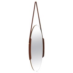 Retro Oval Mirror with Teak Edges, 1960s