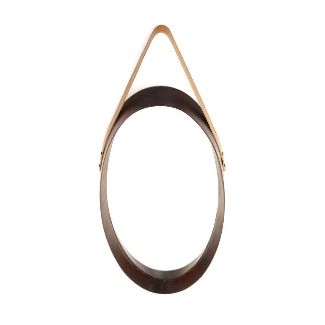 Mid-Century Modern Oval Mirror with Teak Frame, 1960s For Sale