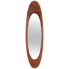 Oval Mirror with Teak Frame by Campo e Graffi, Italy