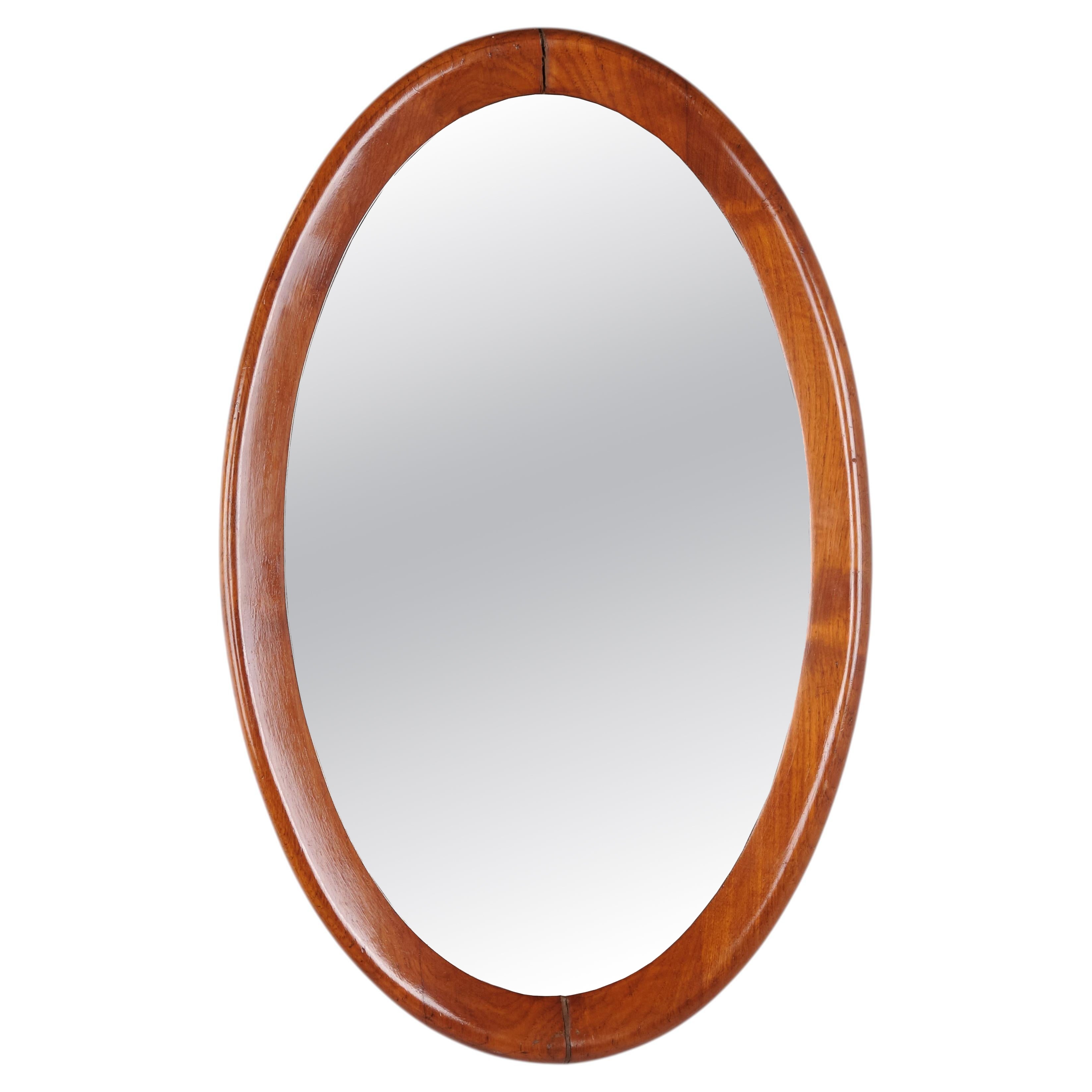 Oval Mirror with Walnut Frame from the 1940s