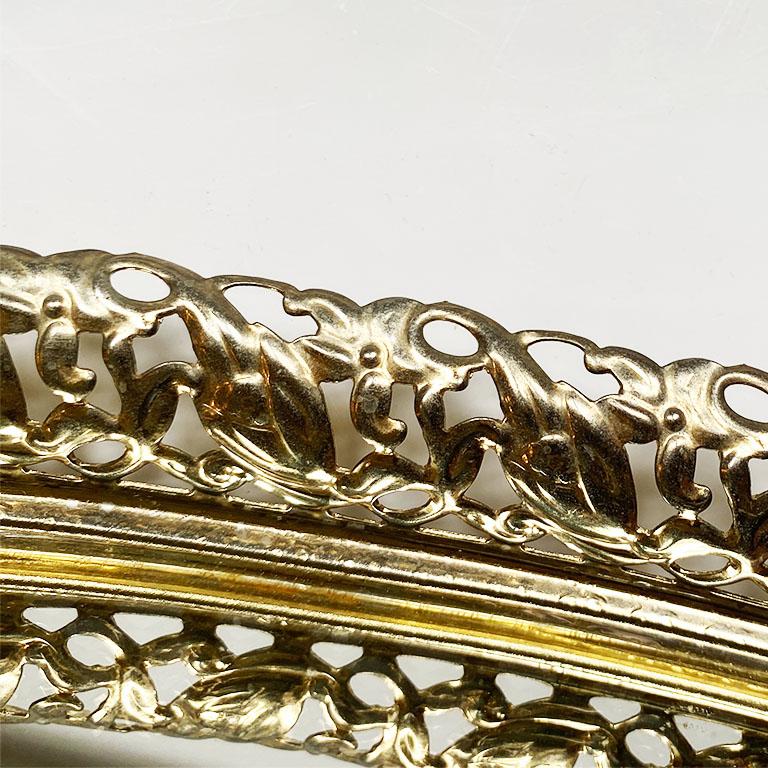 American Oval Mirrored Gold Lattice Vanity Tray