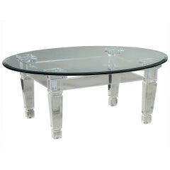 Oval Modern Acrylic and Glass Cocktail Table