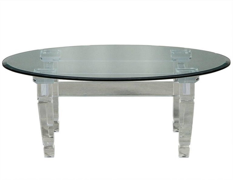 Oval Modern Acrylic and Glass Cocktail Table at 1stDibs