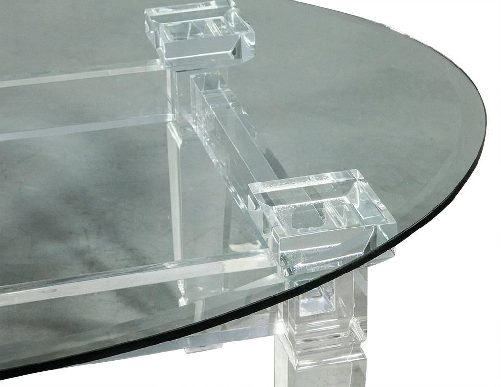 American Oval Modern Acrylic and Glass Cocktail Table