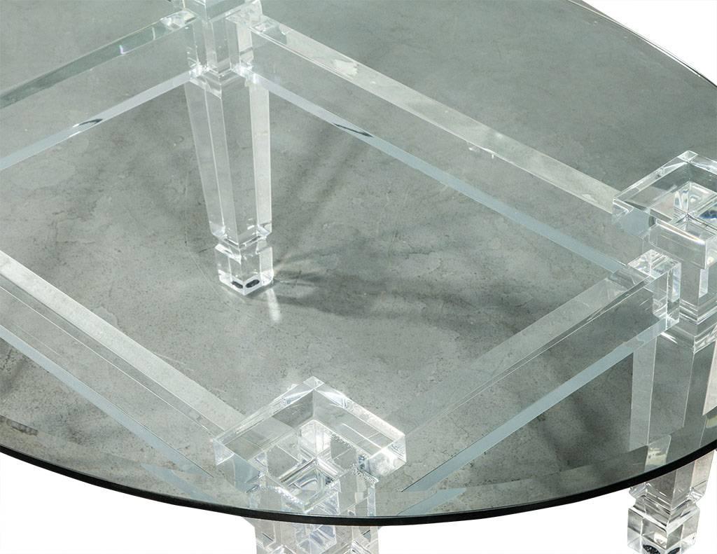 Contemporary Oval Modern Acrylic and Glass Cocktail Table
