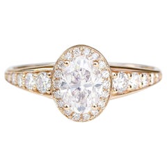 Oval Moissanite 0.98ct Vintage Diamond Band Delicate Engagement Ring, "Donna"