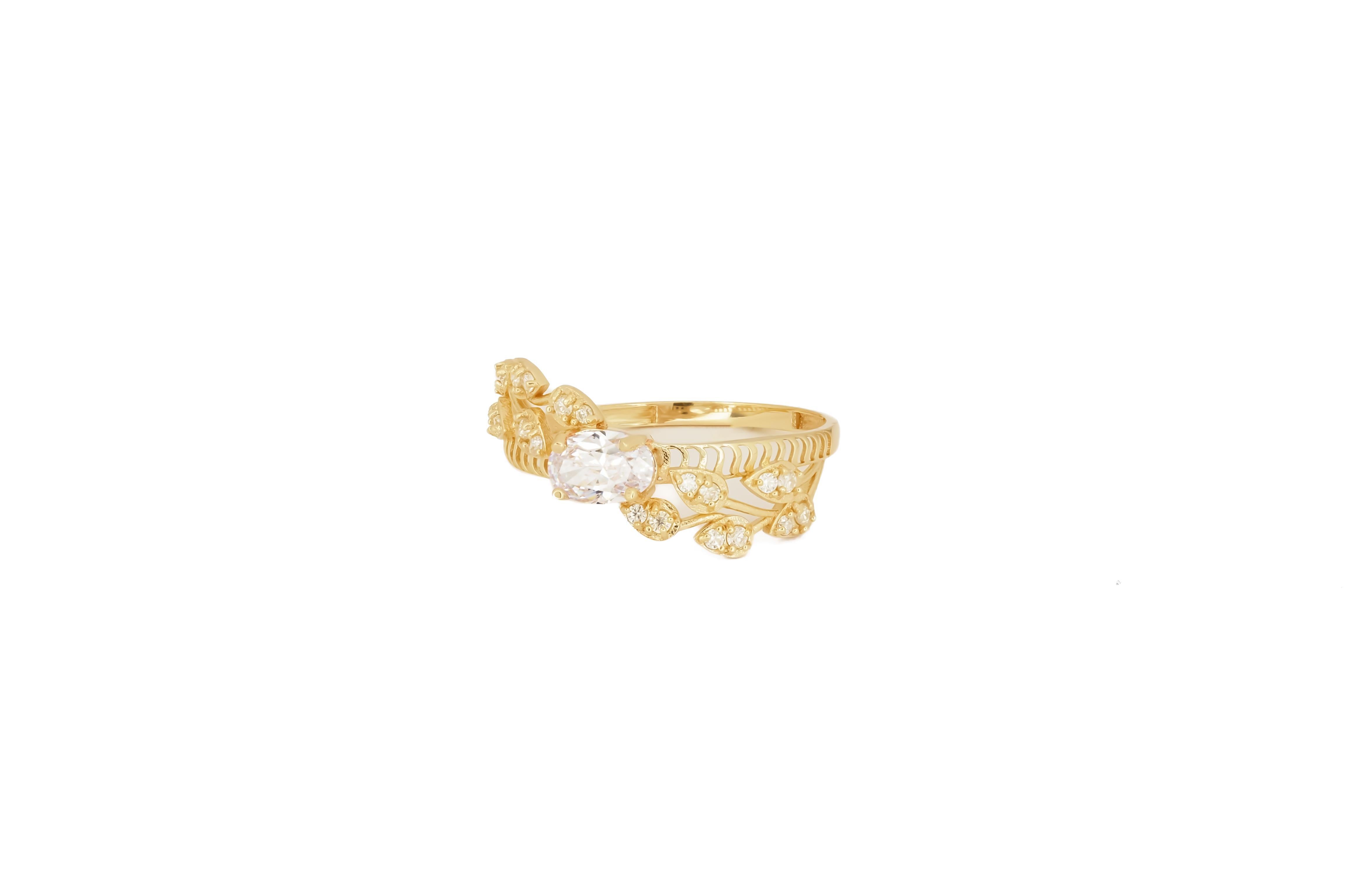 For Sale:  Oval moissanite 14k gold engagement ring 4