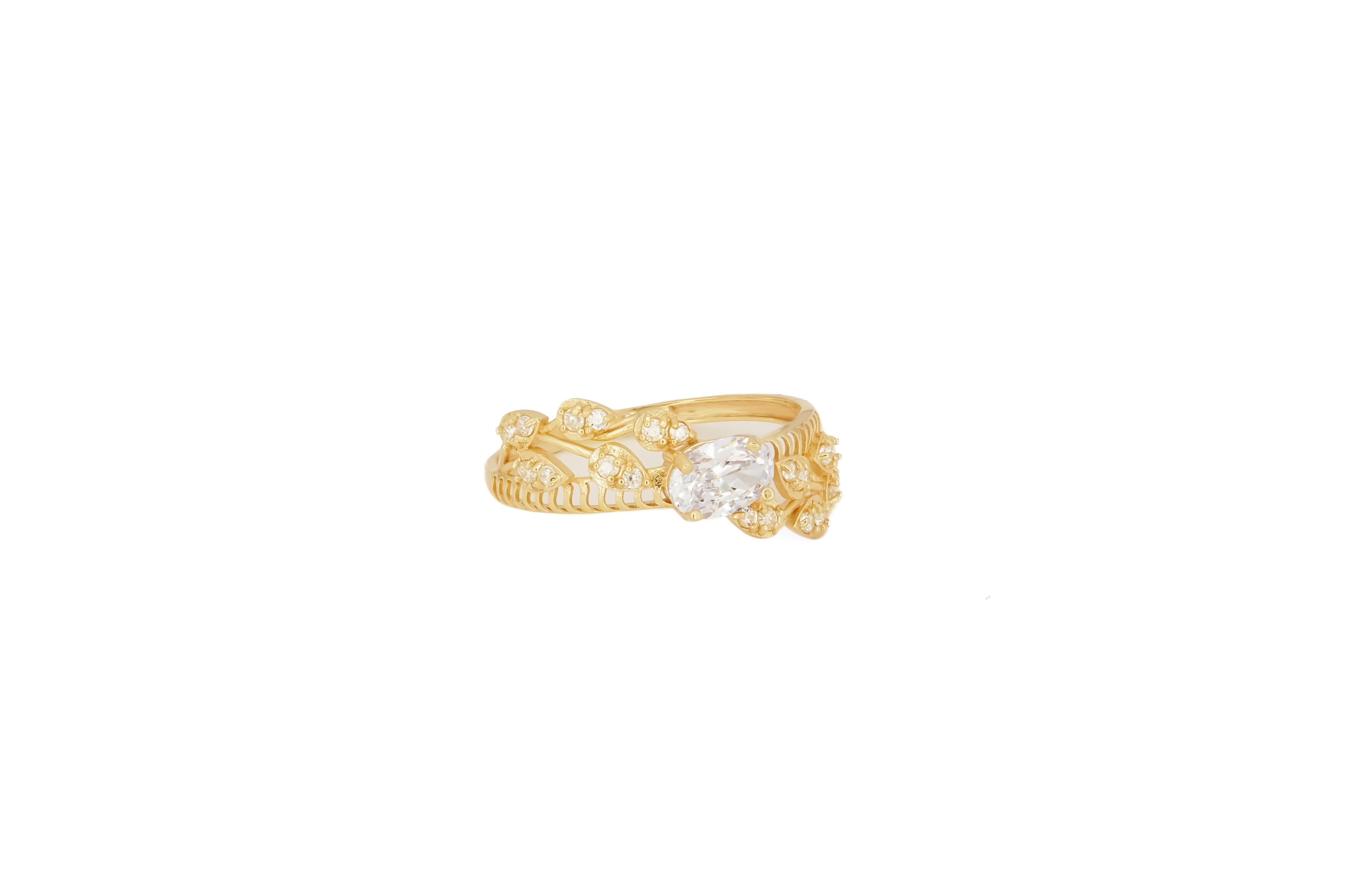 For Sale:  Oval moissanite 14k gold engagement ring 5