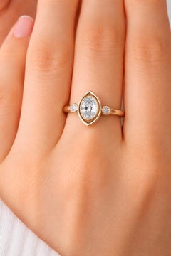 Oval moissanite 14k gold ring