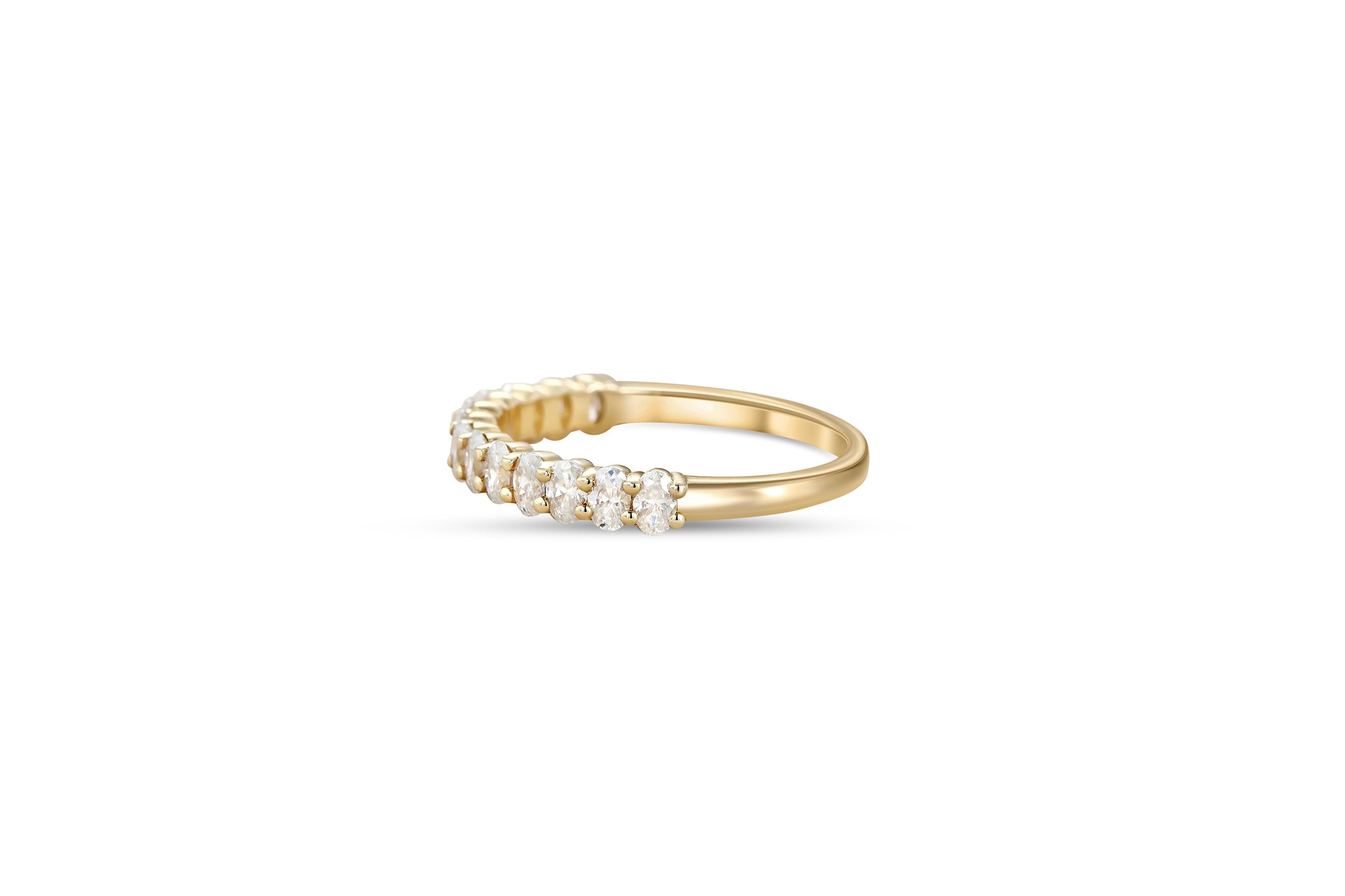 For Sale:  Oval moissanite 14k gold semi eternity wedding band 2