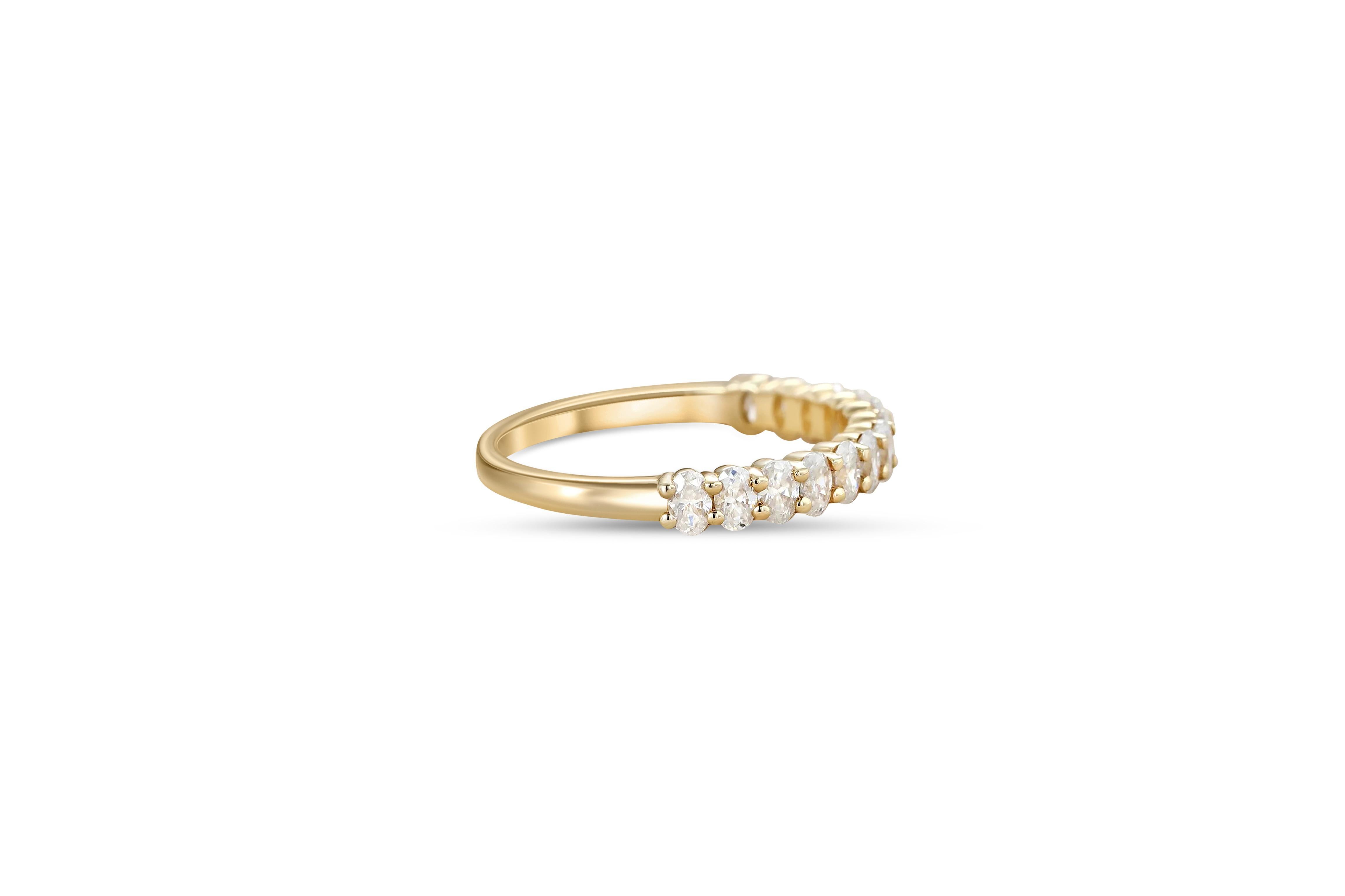 For Sale:  Oval moissanite 14k gold semi eternity wedding band 3