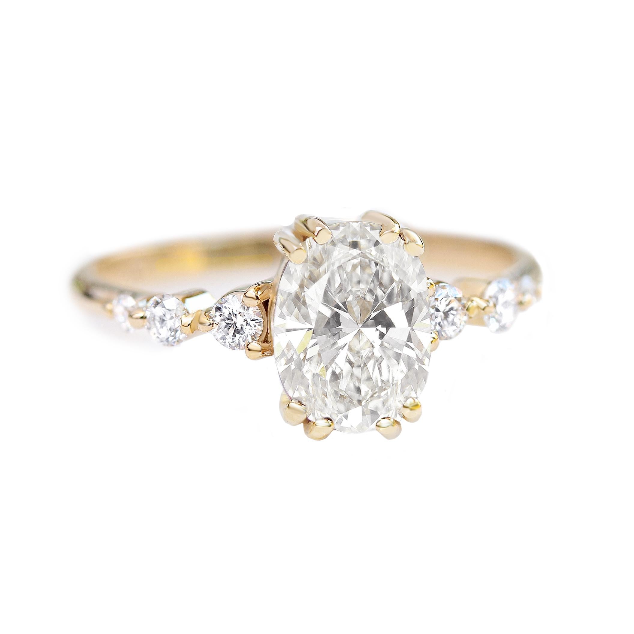 Art Deco Oval Moissanite Diamond Dots Band Engagement Three Rings Set Artemis & Candy pop For Sale