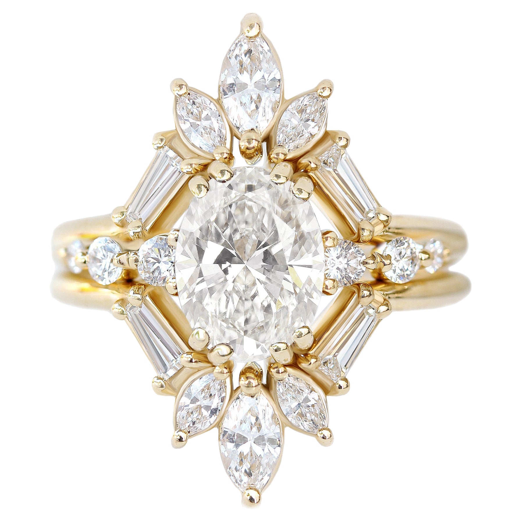 Bague de fiançailles Artemis & Candy pop à trois anneaux en mosaïque de diamants ovales