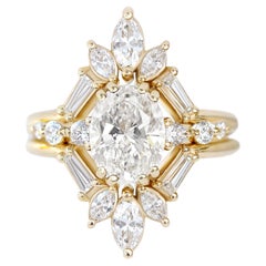 Bague de fiançailles Artemis & Candy pop à trois anneaux en mosaïque de diamants ovales