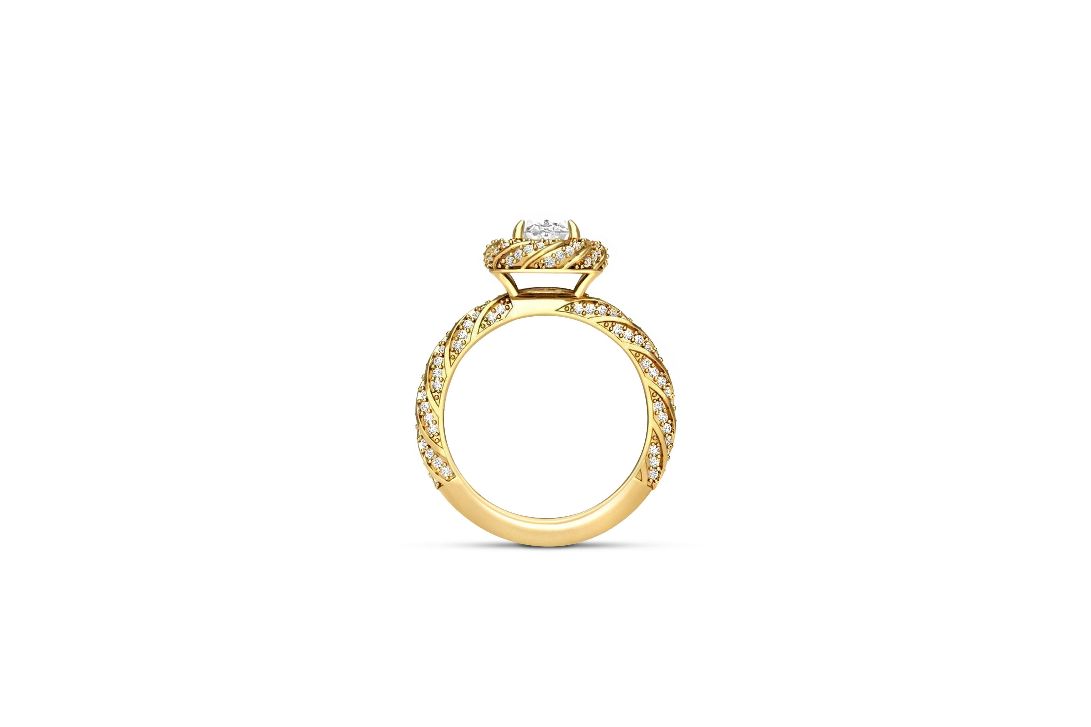 Oval moissanite halo Engagement 14k Gold Ring 3