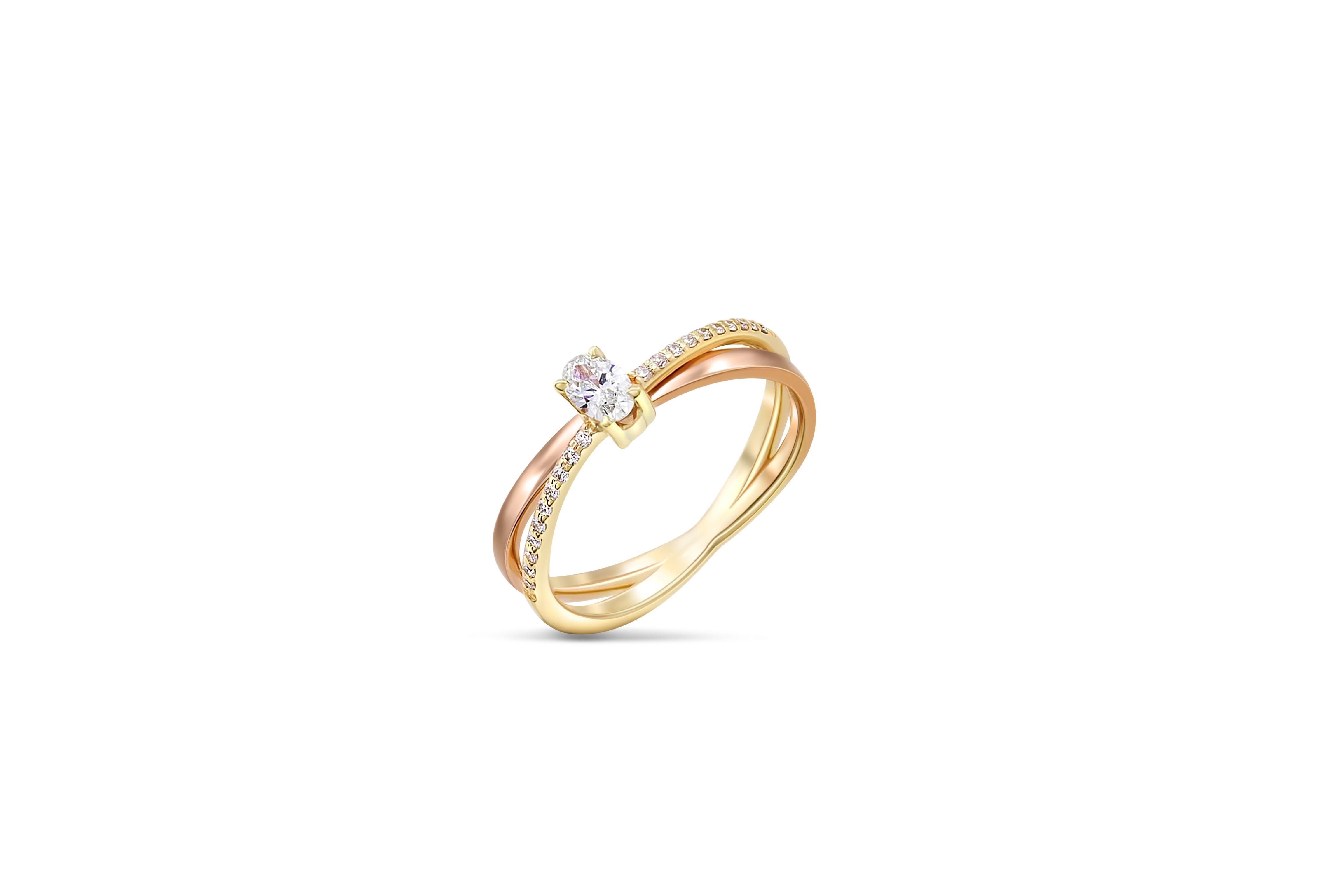 For Sale:  Oval moissanite spiral 14k gold ring 2