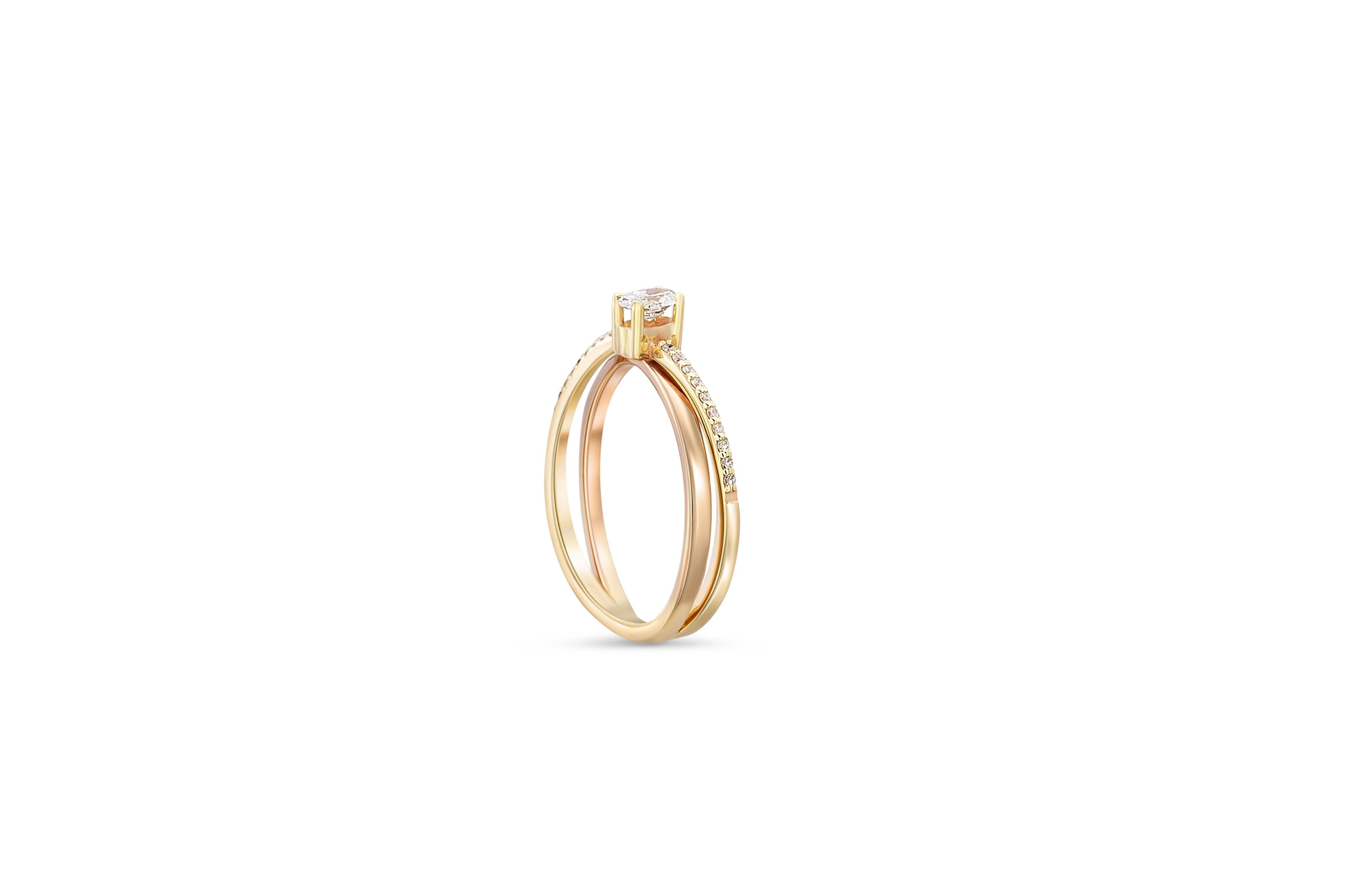 Oval moissanite spiral 14k gold ring 4