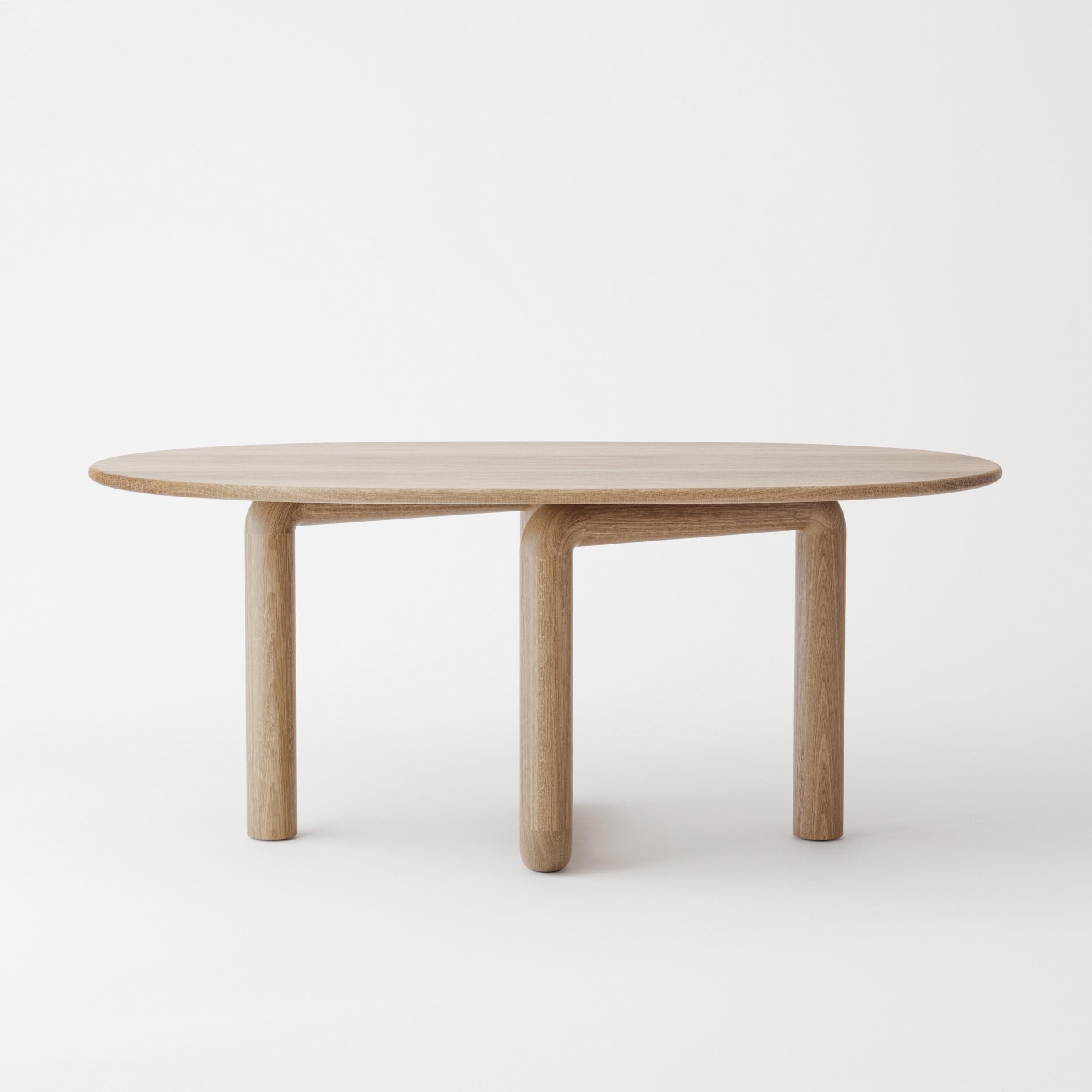 Mesa de Comedor Ovalada de 71 Pulgadas de Roble Blanco con Base Escultural, Personalizable Moderno en venta