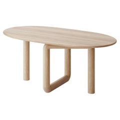 71-Inch Oval White Oak Dining Table with Sculptural Base, Customizable