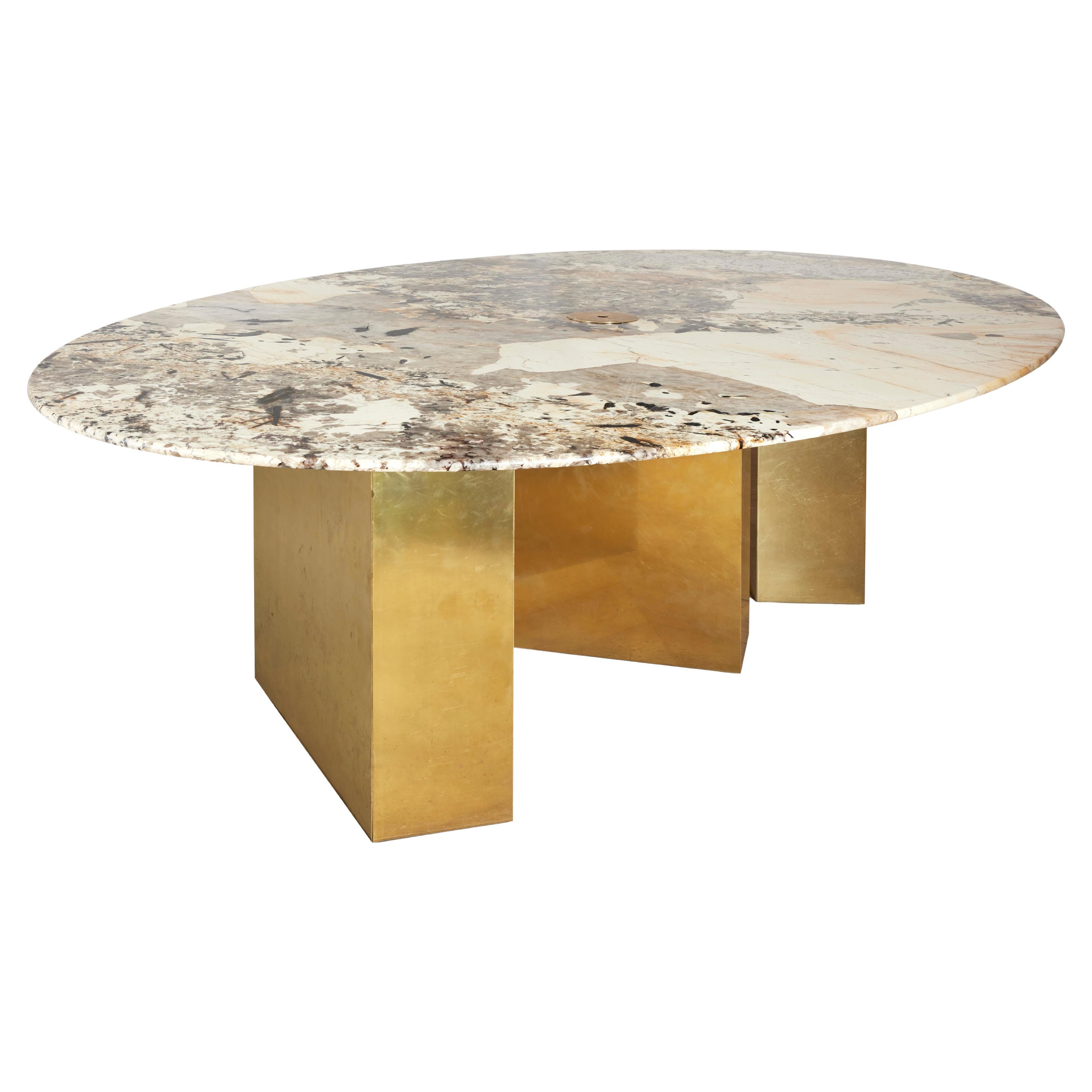 Oval Monoliths Marble Table For Sale