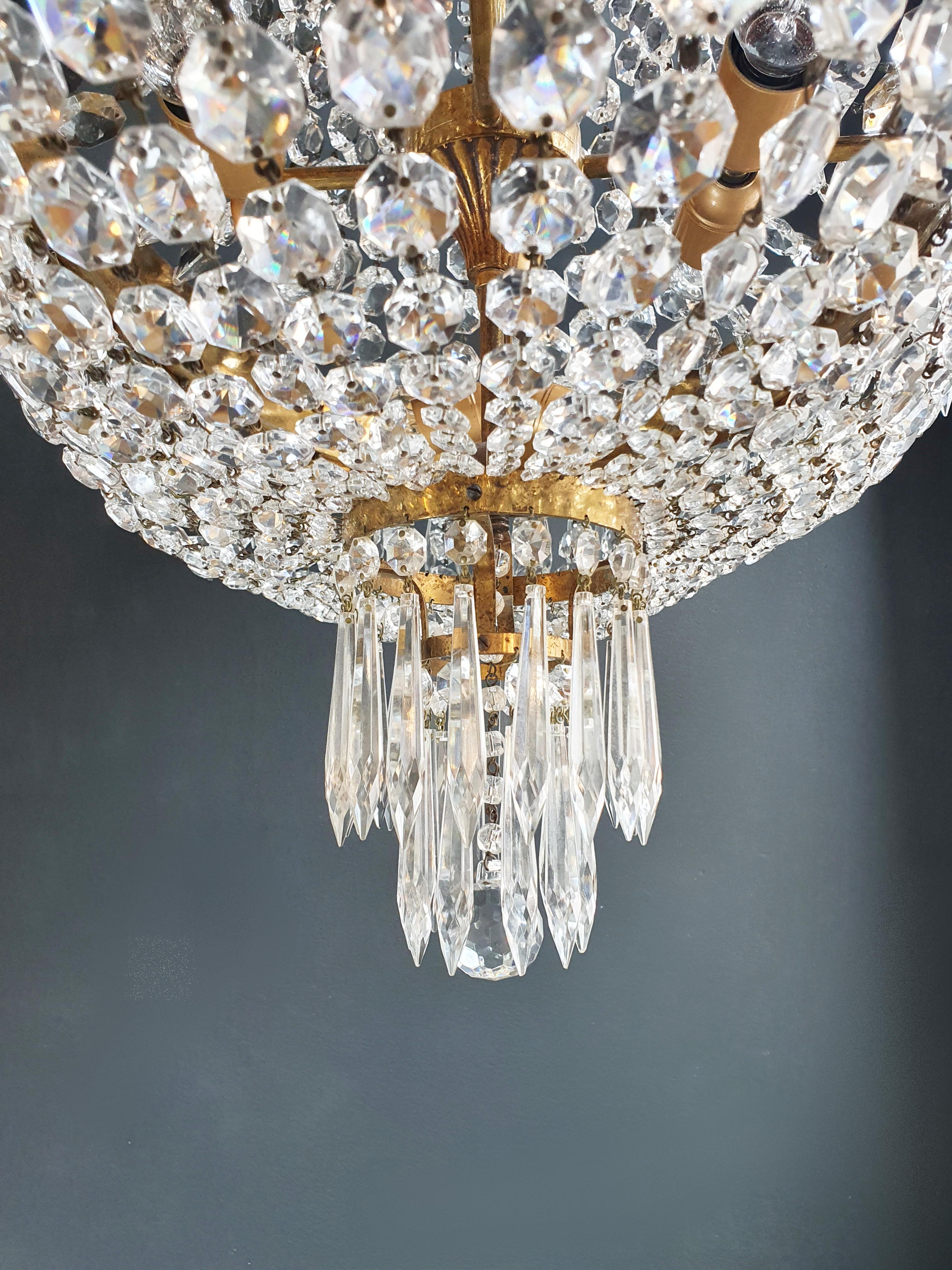 Oval Montgolfiè Empire Sac a Pearl Chandelier Crystal Lustre Ceiling Antique 4