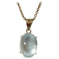 Oval Moon Stone Set in 14 Karat Gold  Pendant
