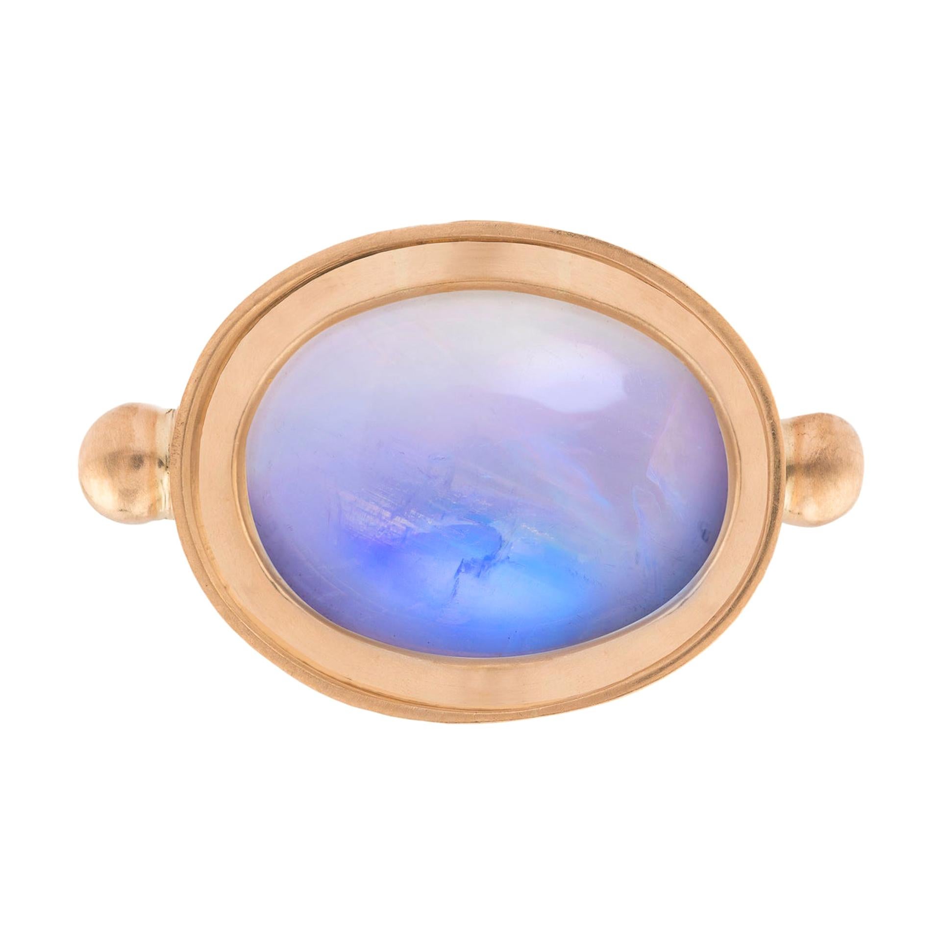 OUROBOROS Oval Moonstone 18 Karat Gold Ring For Sale