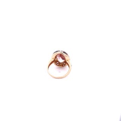 Oval Morganite Amethyst Diamond Ring 14K Yellow Gold