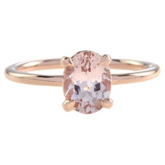 Oval Morganite Minimal Solitaire Ring in 9K Rose Gold