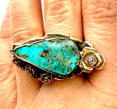 Blue Pear Shape Multi-Color Gemstone Cocktail Ring 925 Sterling Silver