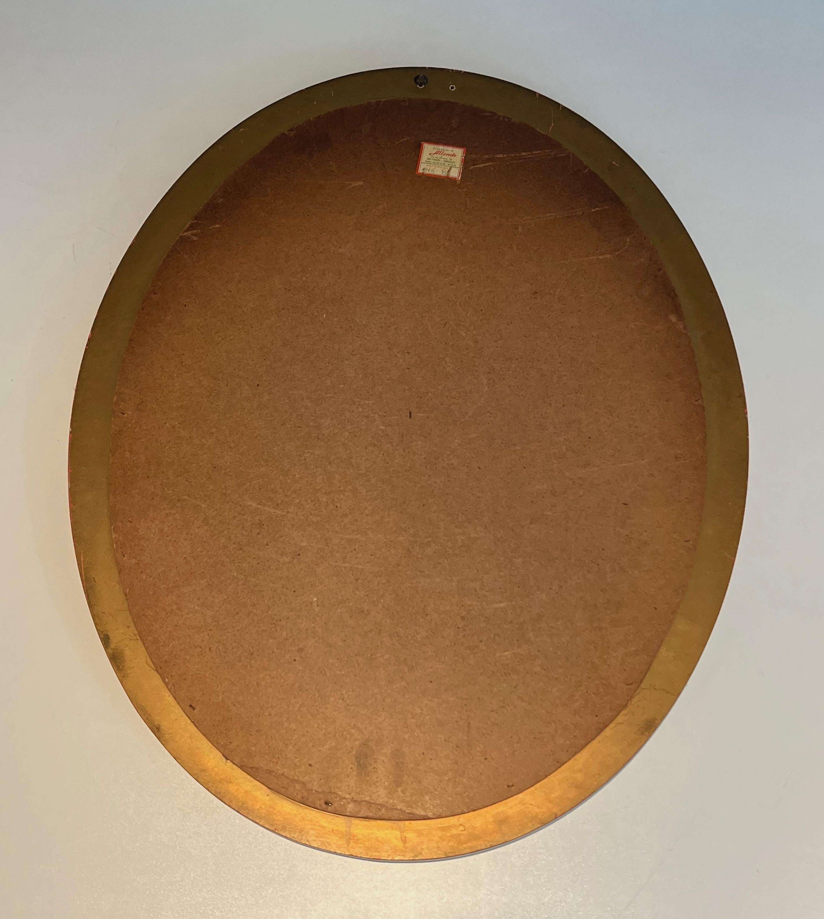 Miroir ovale à multiples facettes avec guirlandes en laiton en vente 7