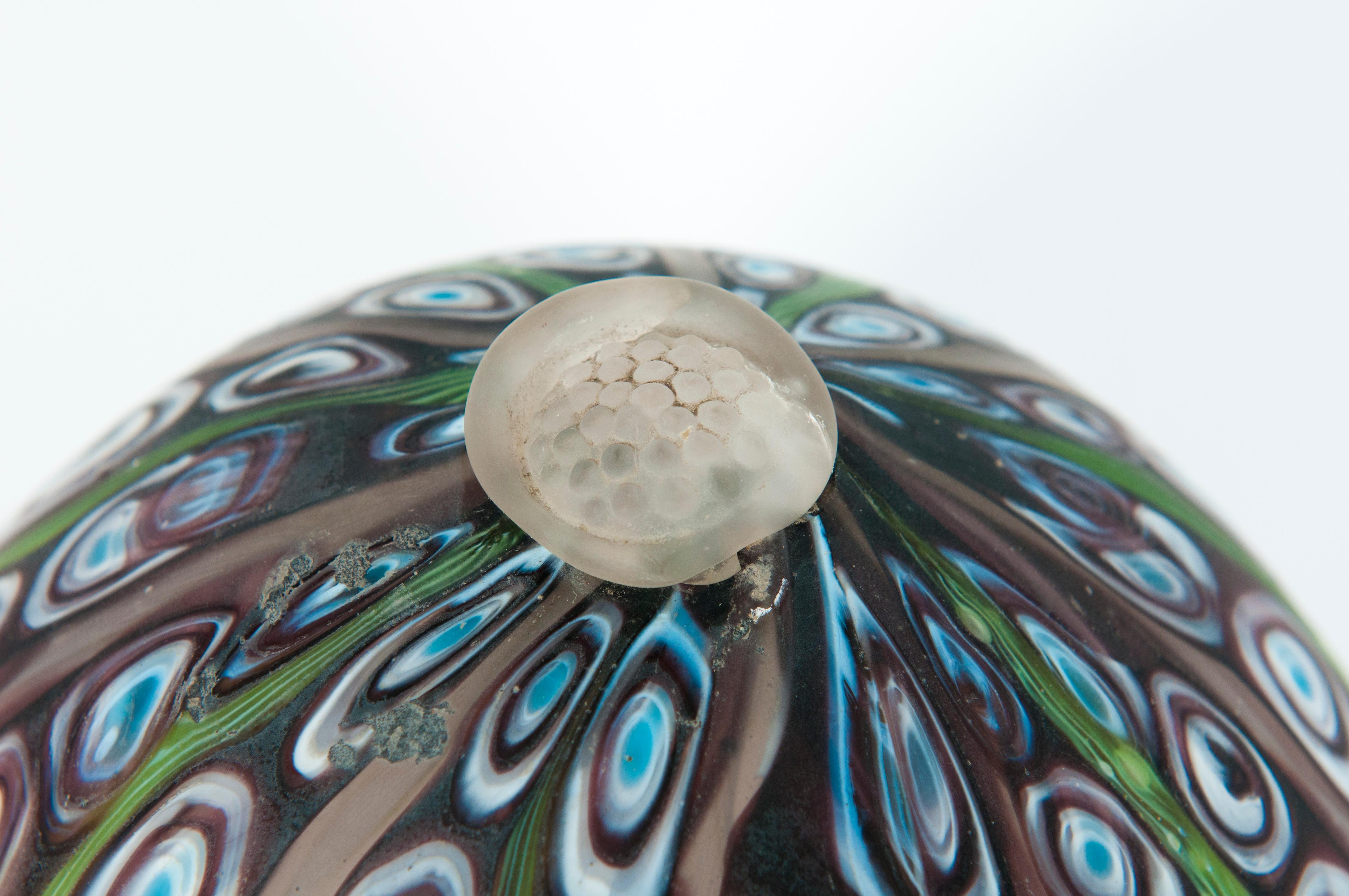 Oval Murano Glass Table Lamp with Colorful Venetian Murinas, Italy, 1980s 2