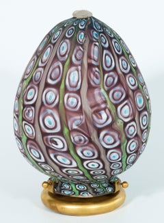 Oval Murano Glass Table Lamp with Colorful Venetian Murinas, Italy, 1980s