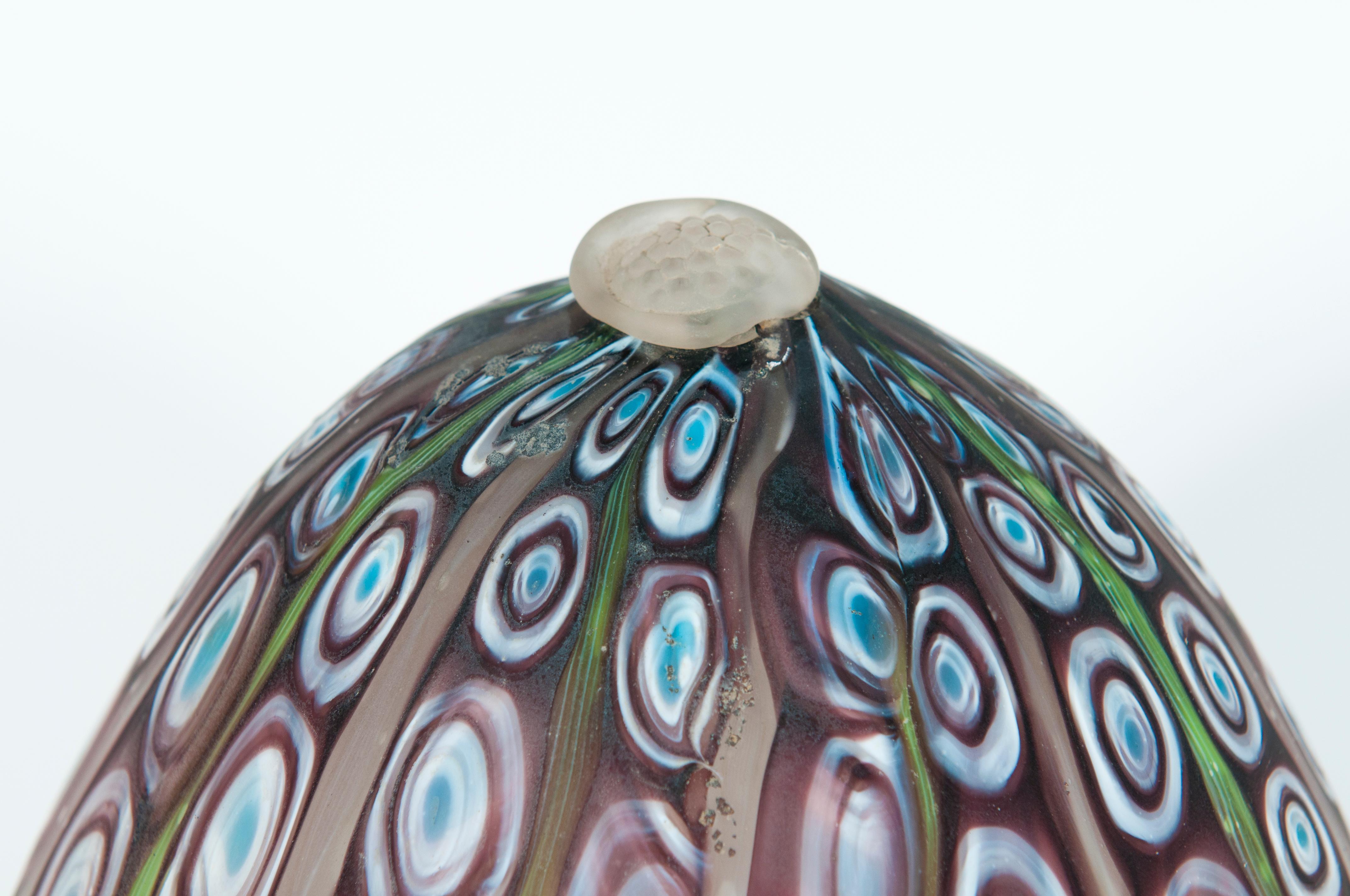 Italian Oval Murano Glass Table Lamp with Colorful Venetian Murinas, Italy, 1980s