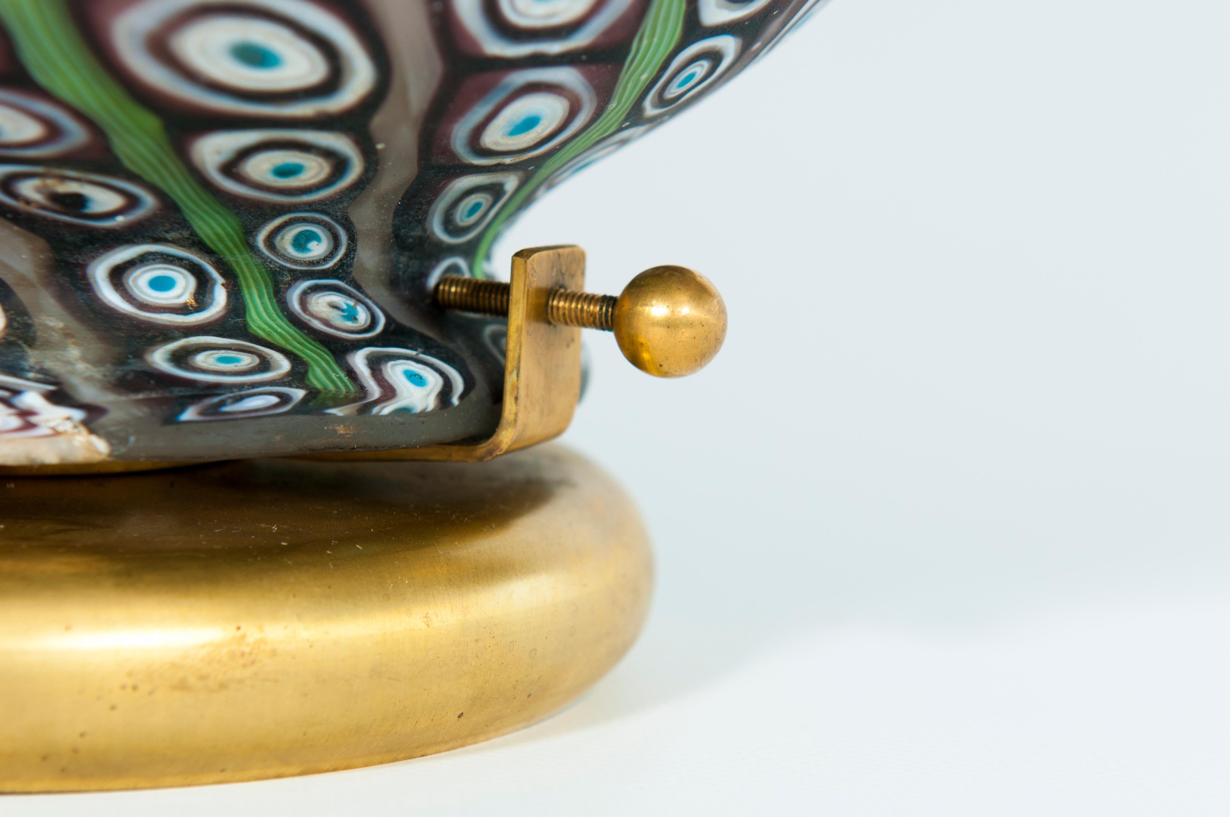 Late 20th Century Oval Murano Glass Table Lamp with Colorful Venetian Murinas, Italy, 1980s