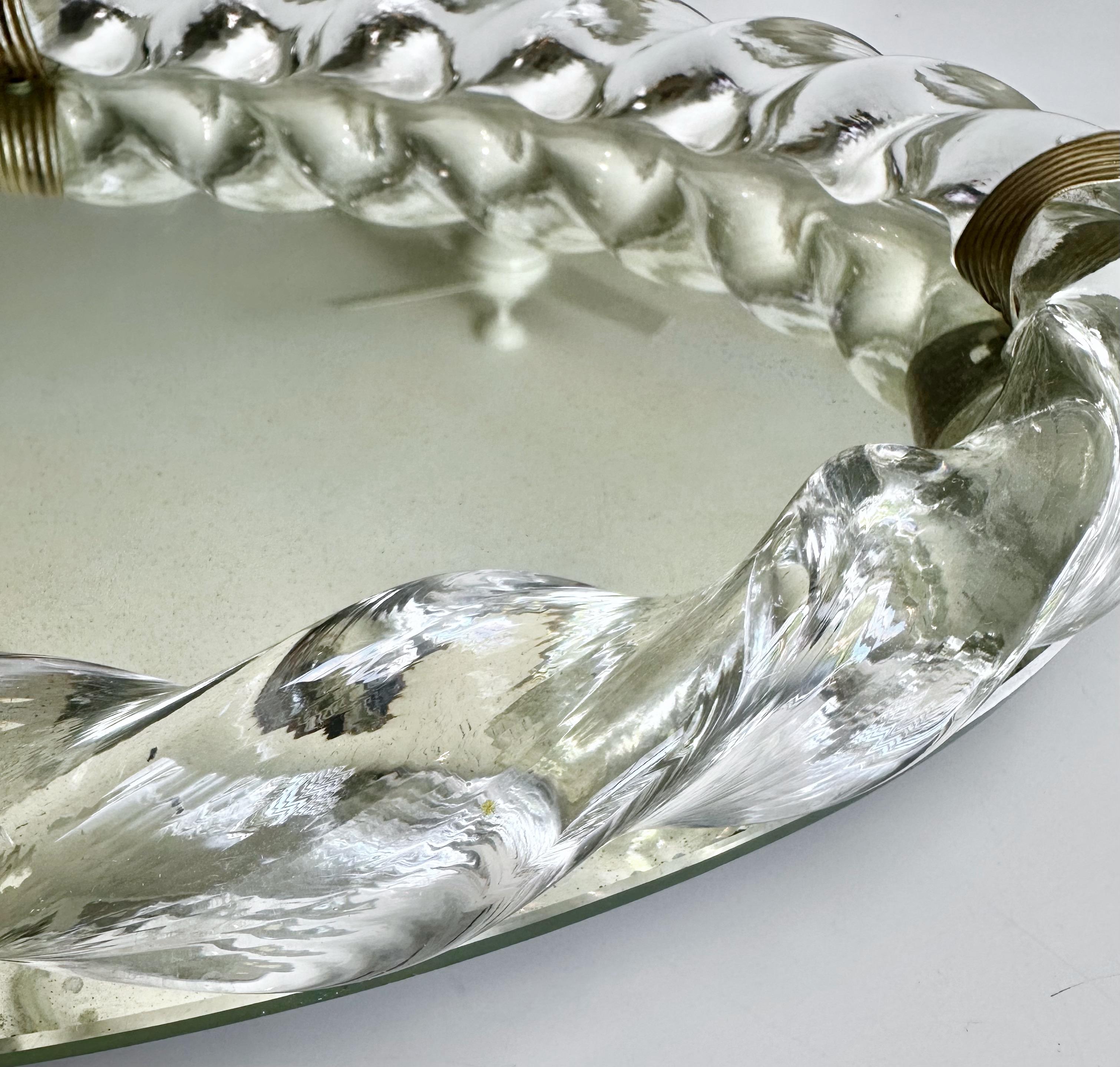 Oval Murano Glass Twisted Rope Vanity Tray Italian For Sale 6