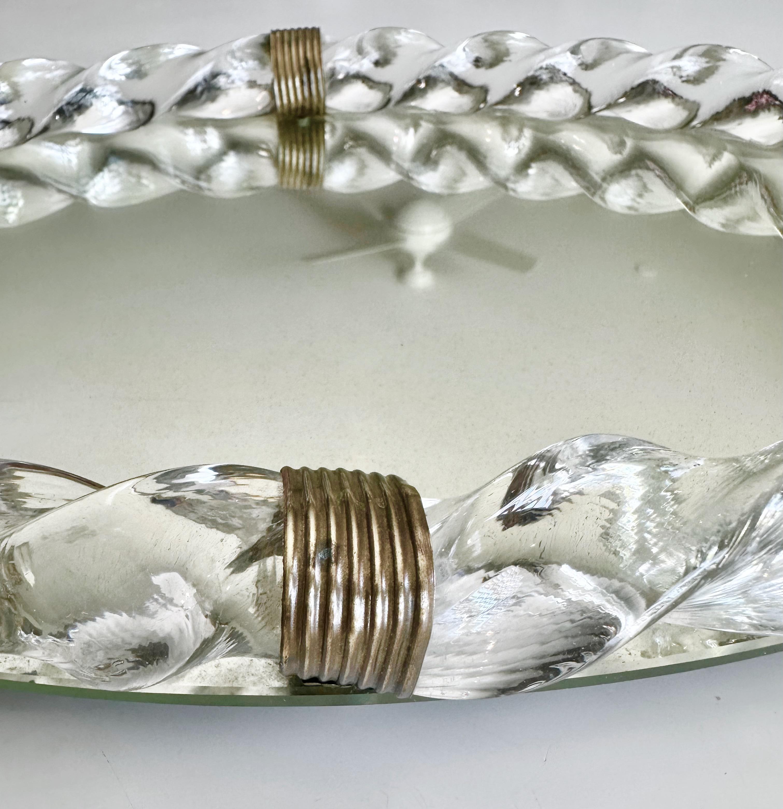 Oval Murano Glass Twisted Rope Vanity Tray Italian For Sale 8