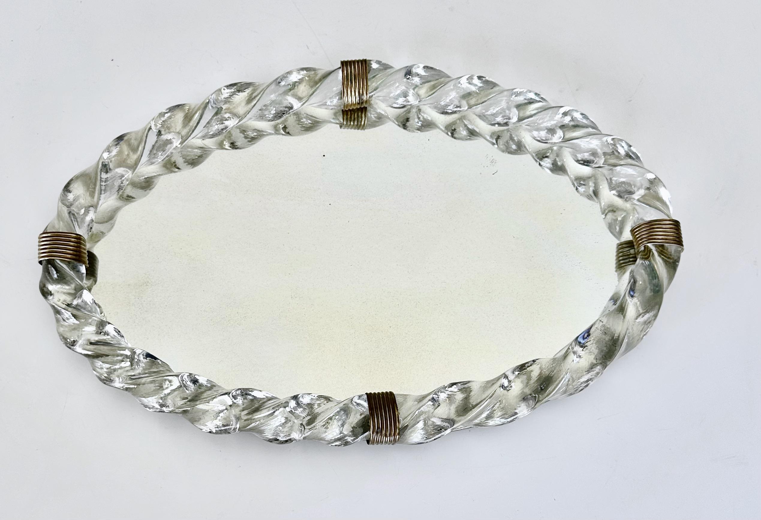 Oval Murano Glass Twisted Rope Vanity Tray Italian For Sale 12