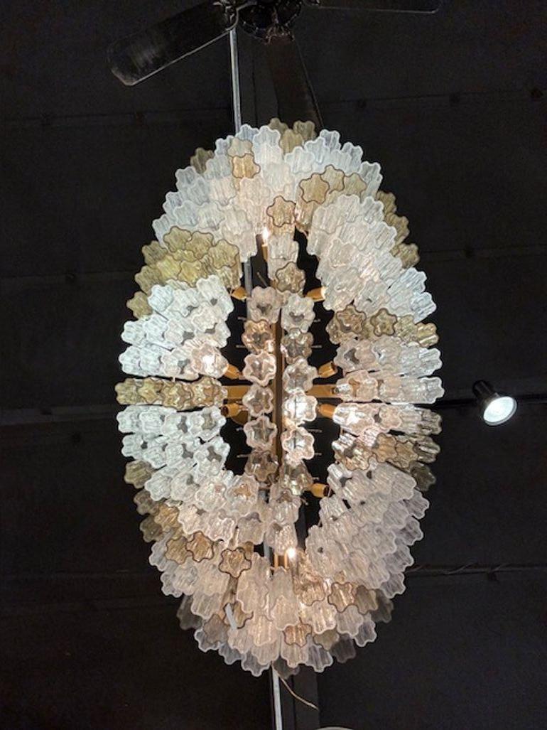 Verre brun Lustre ovale Murano Tronchi en vente