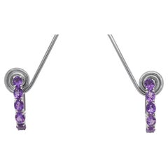 Oval Natural Amethyst Rhodium Over Sterling Silver Earrings