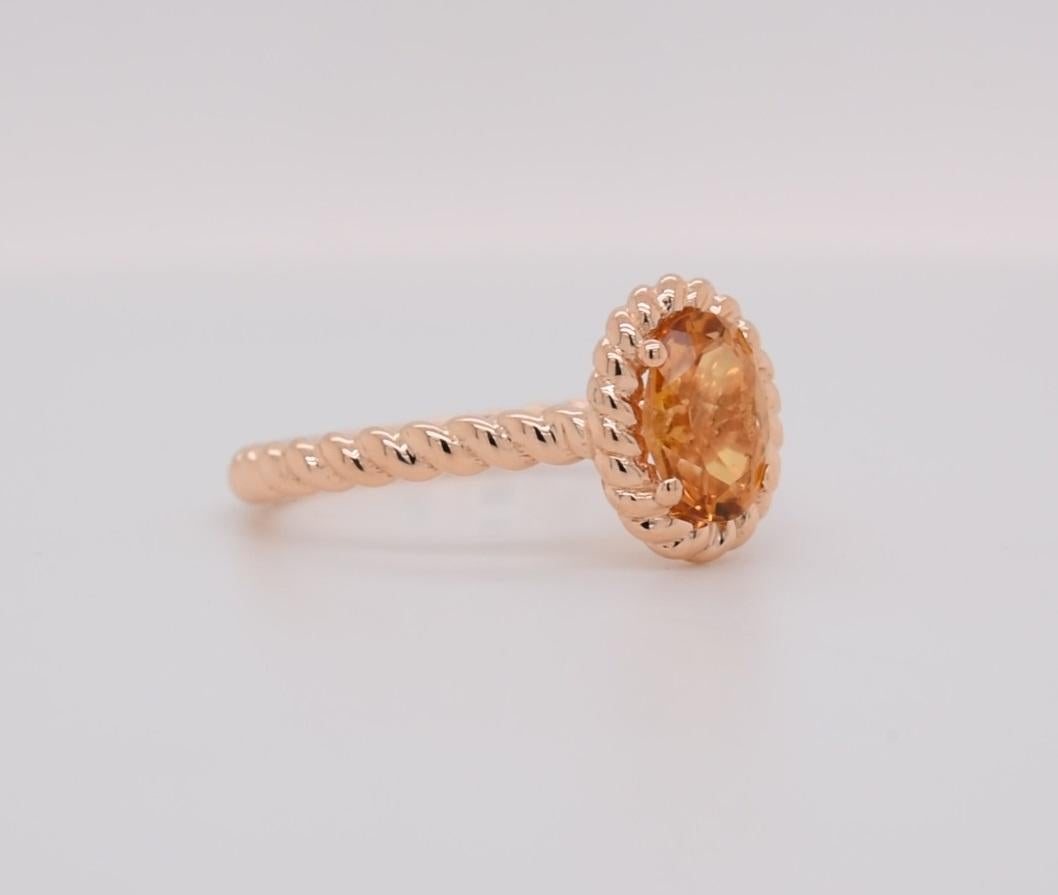 Oval  Natural Citrine  Rose Gold Over Sterling Silver Ring In New Condition For Sale In Fort Lee, NJ