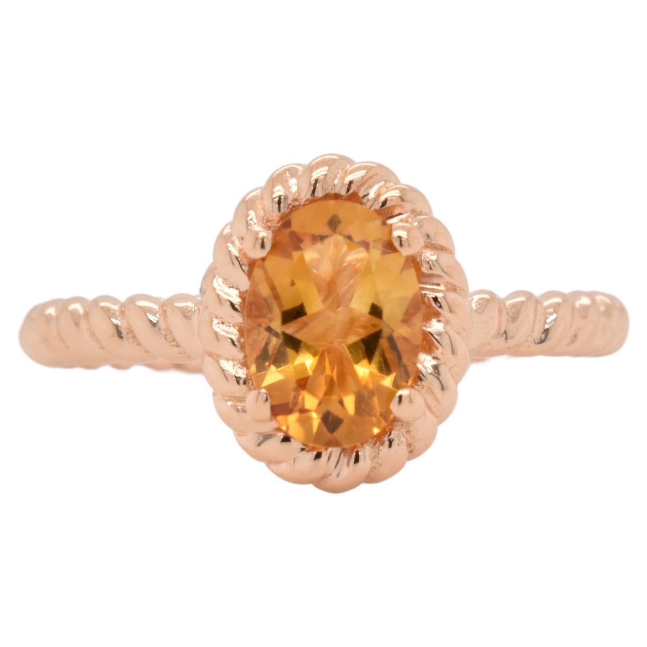 Oval  Natural Citrine  Rose Gold Over Sterling Silver Ring