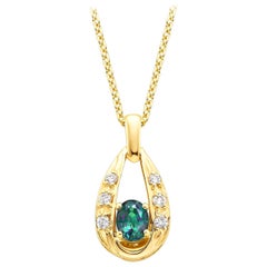 Oval Natural Color Changing Alexandrite Diamond Pendant