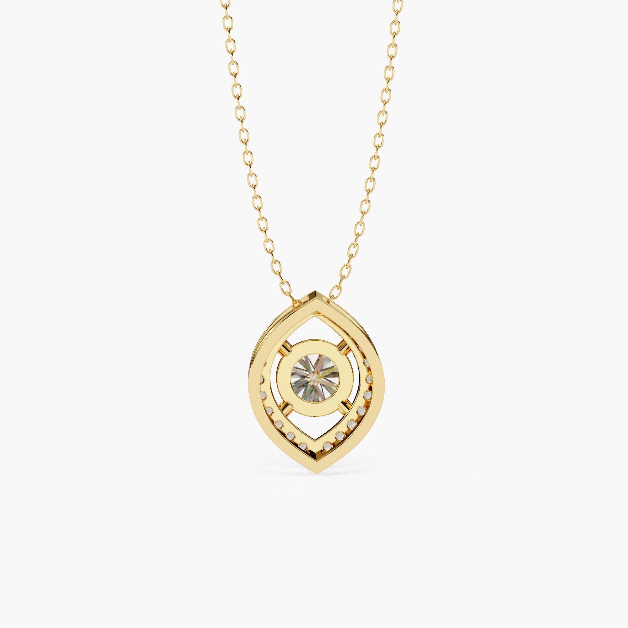 Contemporary Oval Natural Diamond Halo Pendant Necklace, 14k Solid Gold, SI GH For Sale