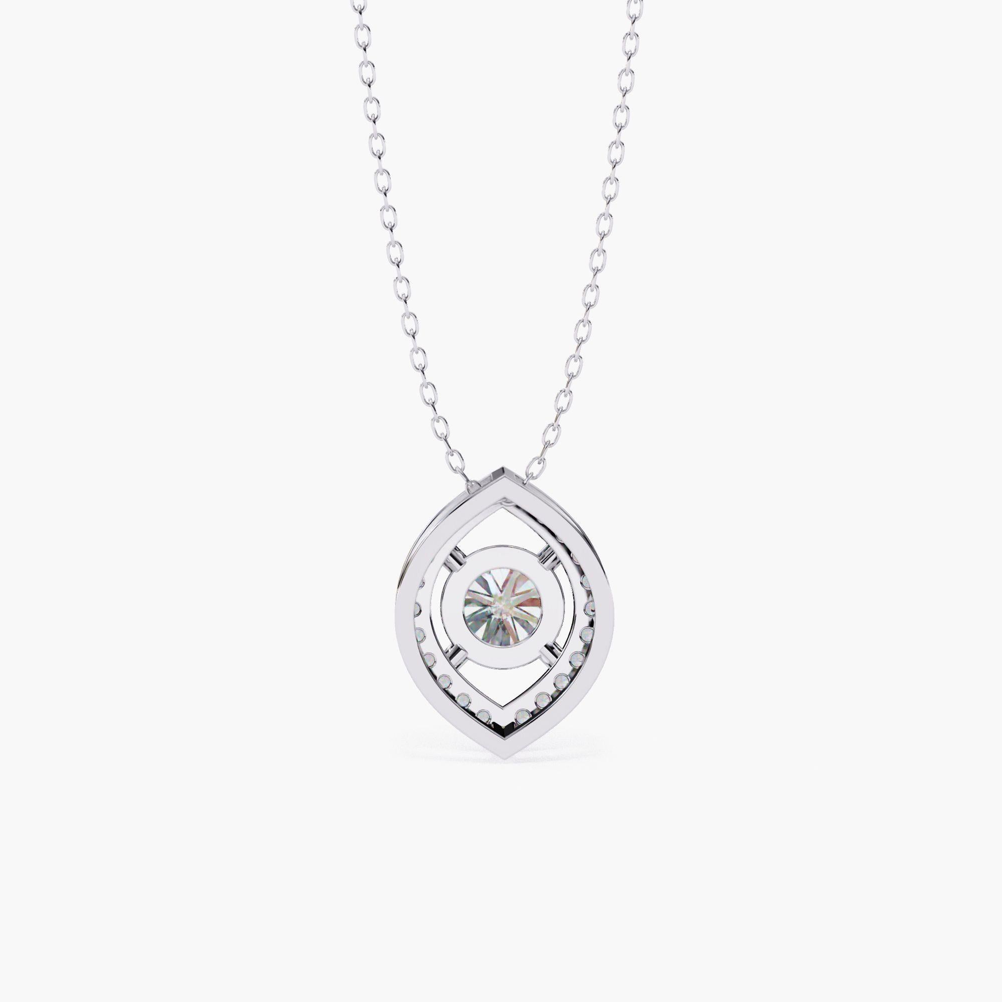 Women's Oval Natural Diamond Halo Pendant Necklace, 14k Solid Gold, SI GH For Sale
