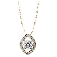 Oval Natural Diamond Halo Pendant Necklace, 14k Solid Gold, SI GH